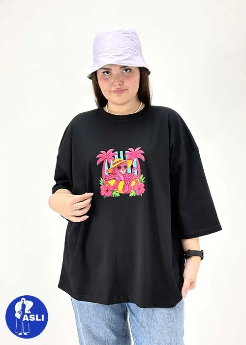 تیشرت باکسی سایز بزرگ pink panther